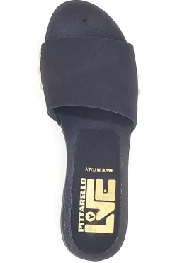 PITTARELLO LOVE Ciabatte Zoccoli neri con borchie dorate e tacco basso 9326 NERO Sale