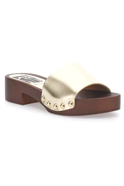 PITTARELLO LOVE Ciabatte Zoccoli con borchie dorate e tacco basso 9326 PLATINO Clearance