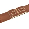 FIRST LADY Cintura marrone elastica con fibbia gioiello WIS F