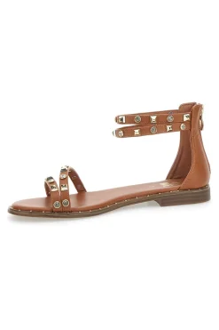 ME u0026 ME Damensandalen mit Nieten Me & Me 2535 BRAUN New