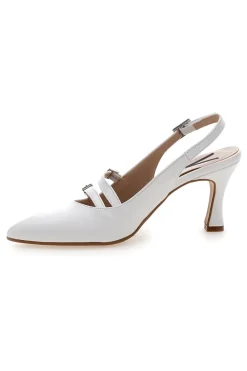 PITTARELLO VERA Décolleté bianche slingback con cinturini Made in Italy 47 Hot