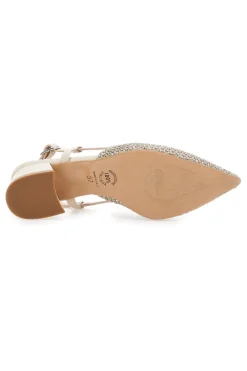 PITTARELLO GLAM Décolleté da donna beige con strass e cinturino slingback 3124 Discount