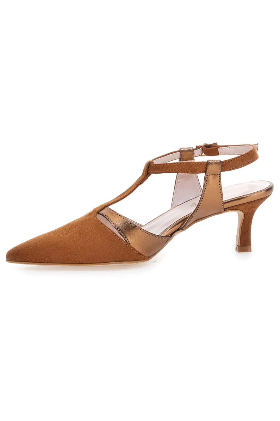 PITTARELLO GLAM Décolleté slingback marrone con cinturino Made in Italy 03 Sale