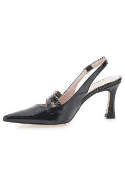 PITTARELLO GLAM Décolleté Slingback Nere a Punta Effetto Vernice 91 Sale