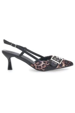 LE HAVRE PARIS Décolleté Slingback Nere Leopardate a Punta APY22 Discount