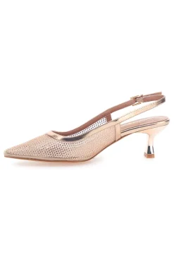 MON DIEU Décolleté slingback oro rosa con strass e tacco basso 632 ROSA ORO Discount