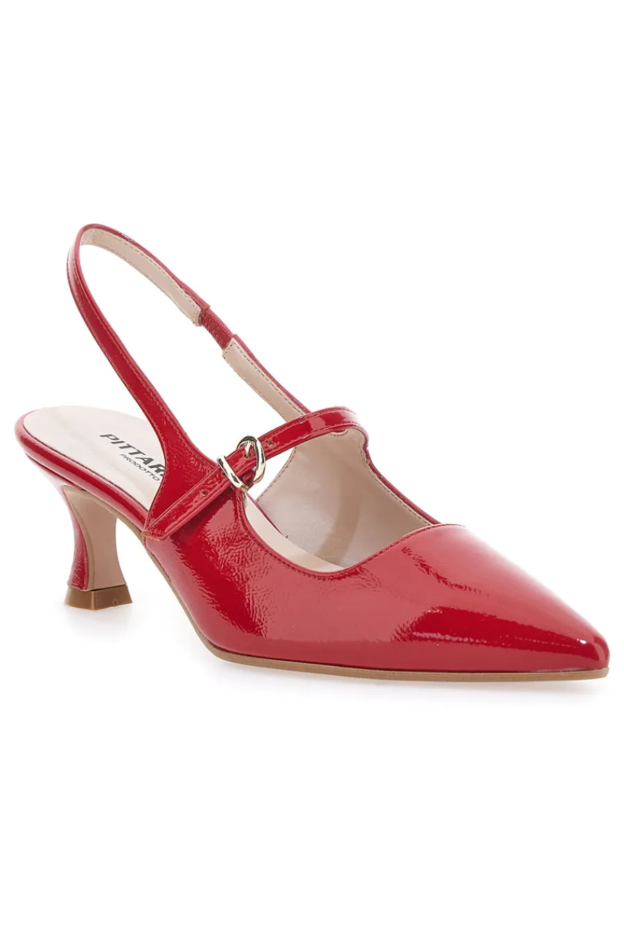 PITTARELLO Décolleté Slingback Rosse a Punta Effetto Vernice P507 Online