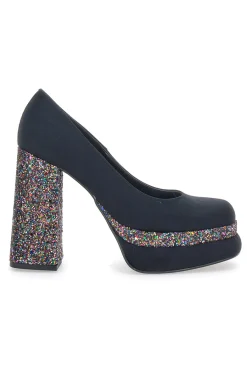 PITTARELLO GLAM Decollete Platform 33 Nere con Glitter NERO/MULTICOLOR New