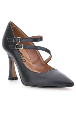 PITTARELLO Decolleté Nere Con Cinturini Made In Italy 173 SCHWARZ Outlet