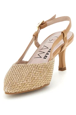 PITTARELLO GLAM Decolletè slingback beige a punta made in Italy 344 Clearance