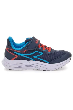 DIADORA SNIPE 3 JR blaue Sportschuhe mit roten Details und Klettverschluss