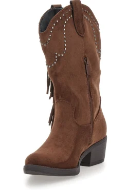 THE FIRST Die ersten en Cowboystiefel P6 mit Fransen und Nieten BRAUN