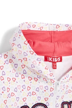 PITT KIDS Felpa bianca con cappuccio e stampa cuori PT-G-F-90