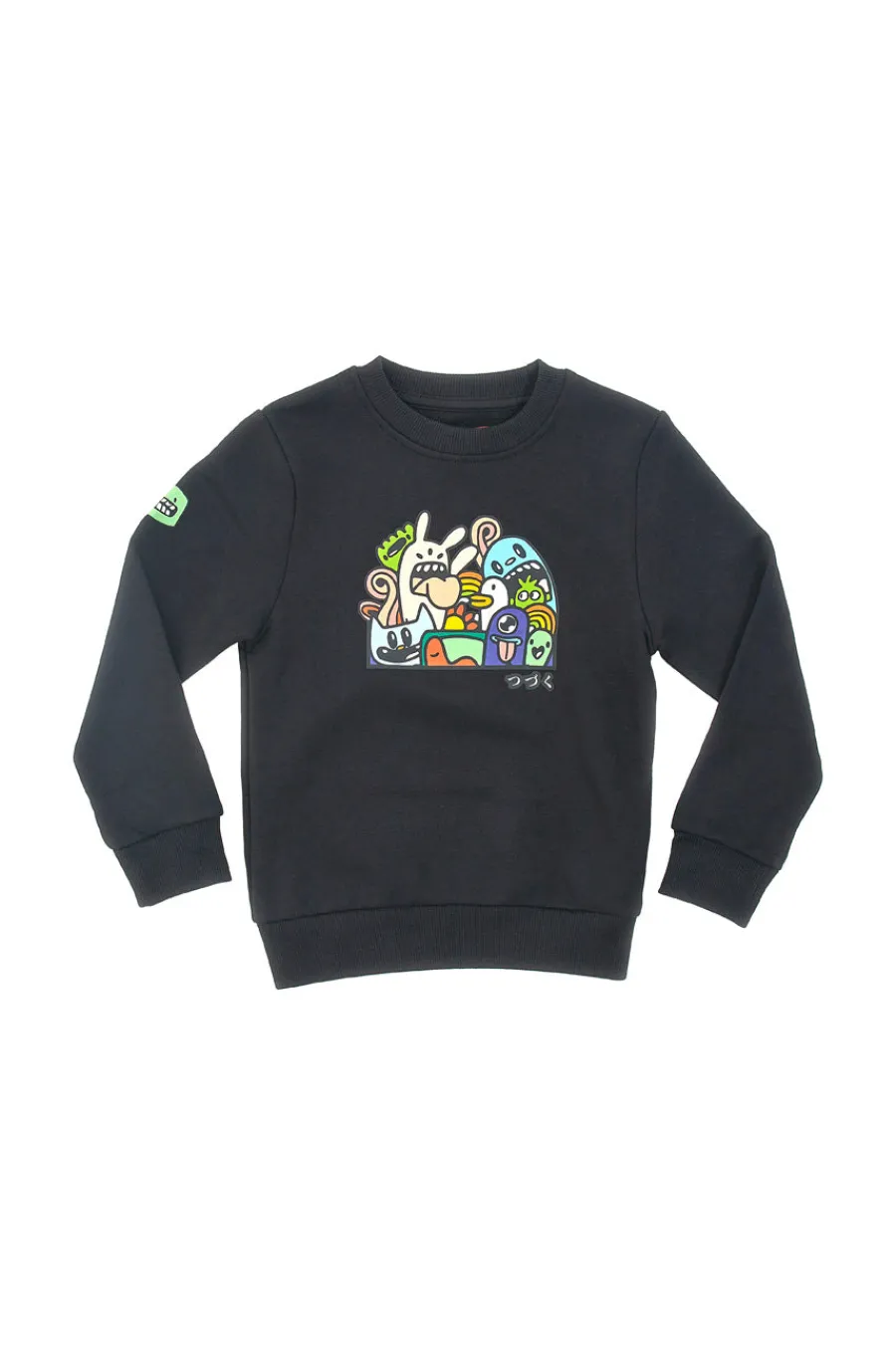 PITT KIDS Felpa Girocollo Nera Con Disegni 012
