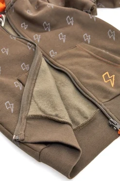 PITT KIDS Felpa Verde e Arancio con Cappuccio e Cerniera Centrale 025