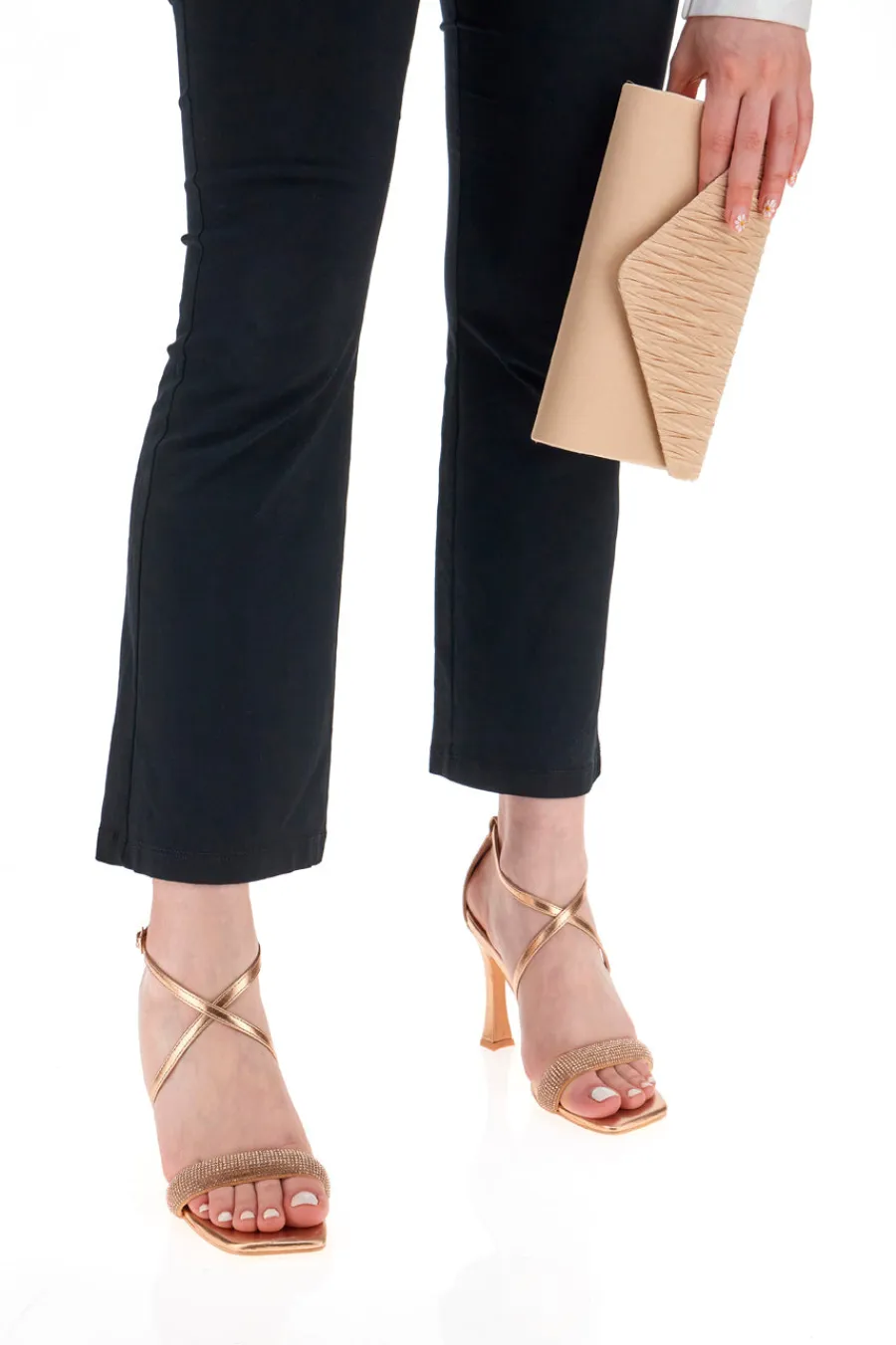 FIRST LADY 24 RoseGold-Sandalen mit Absatz NACKT Best