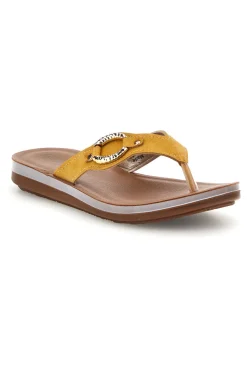 Donna INBLU Gelber Flip-Flop mit Schmucksteinbesatz 19 ZO