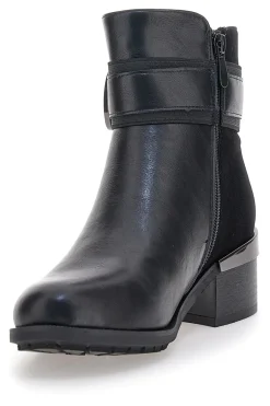 GMV Gianmarco Venturi TR0330 e Stiefeletten mit Riemen und Schnalle, mittlerer Absatz SCHWARZ Hot