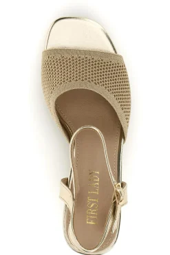 FIRST LADY Gold Sandalen breite Ferse Riemen Erste Dame P694 ORO