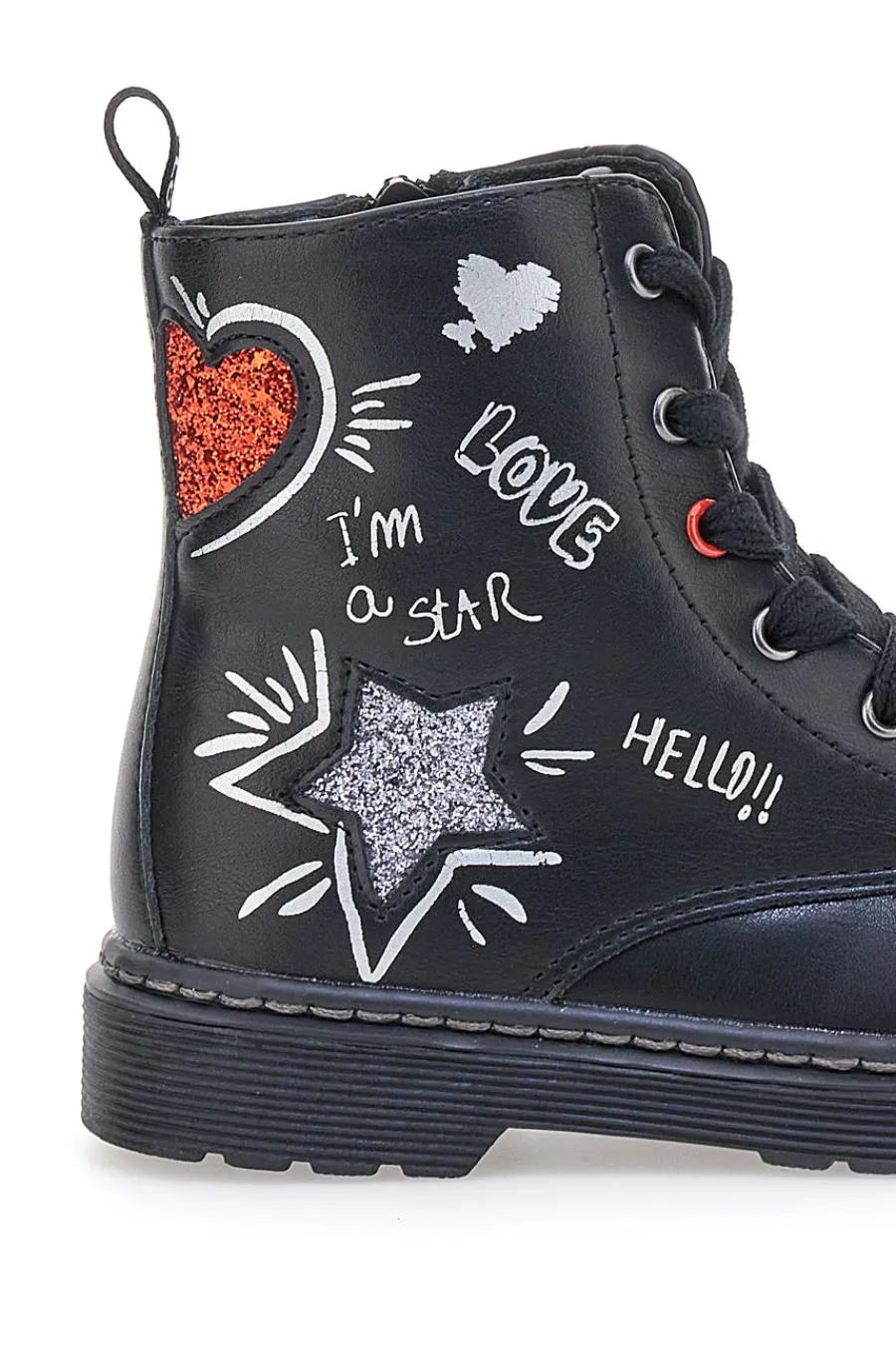 GRAZIE Grazia 1620 e Stiefeletten mit Schriftzug und Glitzer