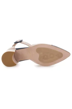 PITTARELLO Hautfarbene Pumps mit blauer Spitze und Blockabsatz PICTARELLO 113 NACKT, BLAU Outlet