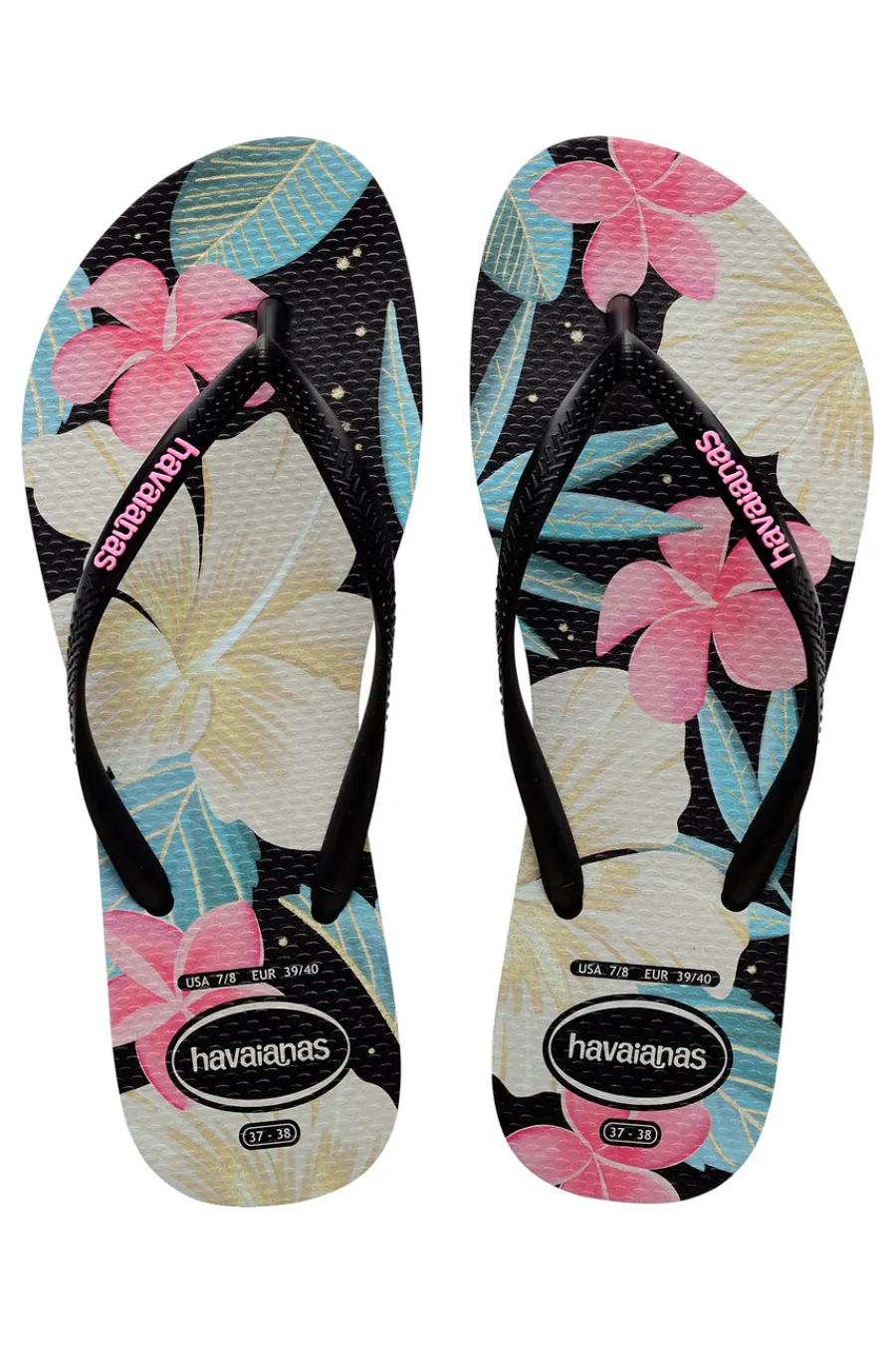 HAVAIANAS Slim Floral Schwarz-Rosa Flip-Flops SCHWARZ, ROSE Outlet