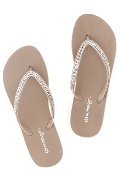 Donna SUPERGA Infradito beige con strass S24S728