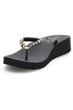 Donna SUPERGA Infradito nera con dettaglio animalier S24T203