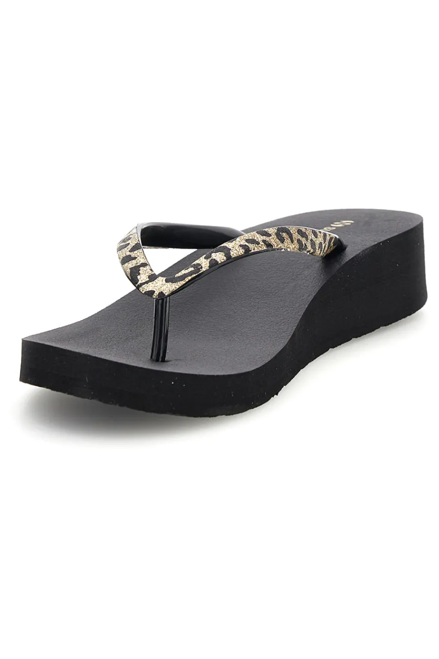 Donna SUPERGA Infradito nera con dettaglio animalier S24T203