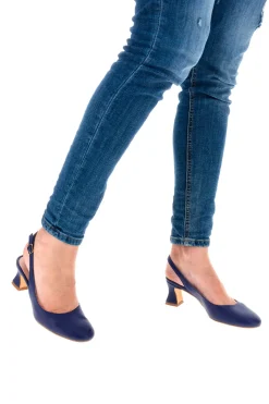PITTARELLO GLAM Marineblaue Slingback-Pumps mit niedrigem Absatz 08 BLUE Outlet