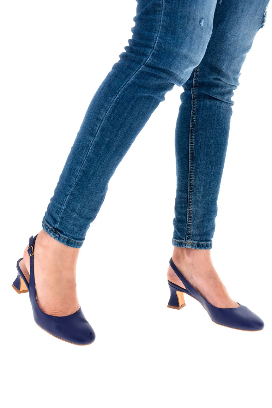 PITTARELLO GLAM Marineblaue Slingback-Pumps mit niedrigem Absatz 08 BLUE Outlet