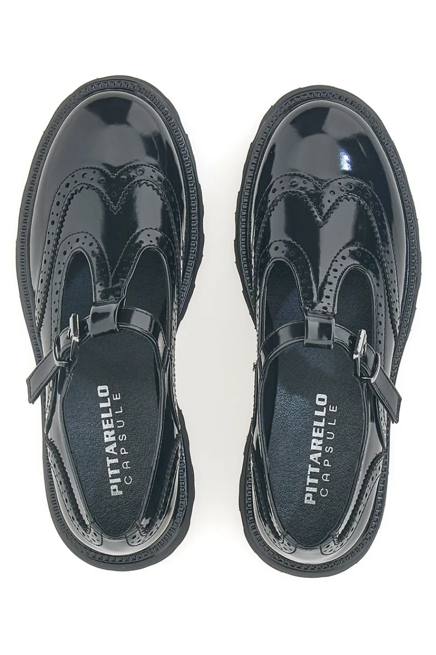 PITTARELLO Mary Jane nere in vernice con fondo carrarmato Capsule BT251123006 Discount