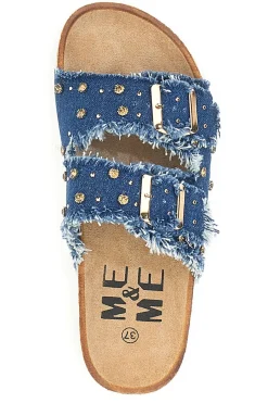 ME u0026 ME Me & Me 12502 -Hausschuhe mit doppelt ausgefranstem Band und Nieten JEANS Best