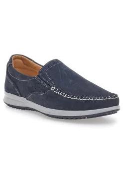 Uomo JERPOINT Mocassini Blu con Tomaia in Pelle Nabuk e Suola in Gomma 320