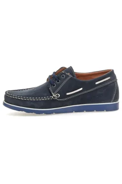 Uomo JERPOINT Mocassini blu in pelle con lacci e cuciture a vista 09