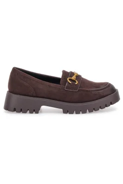 TALEMI Mocassini marroni con suola carrarmato e dettaglio catena KMY11D Clearance