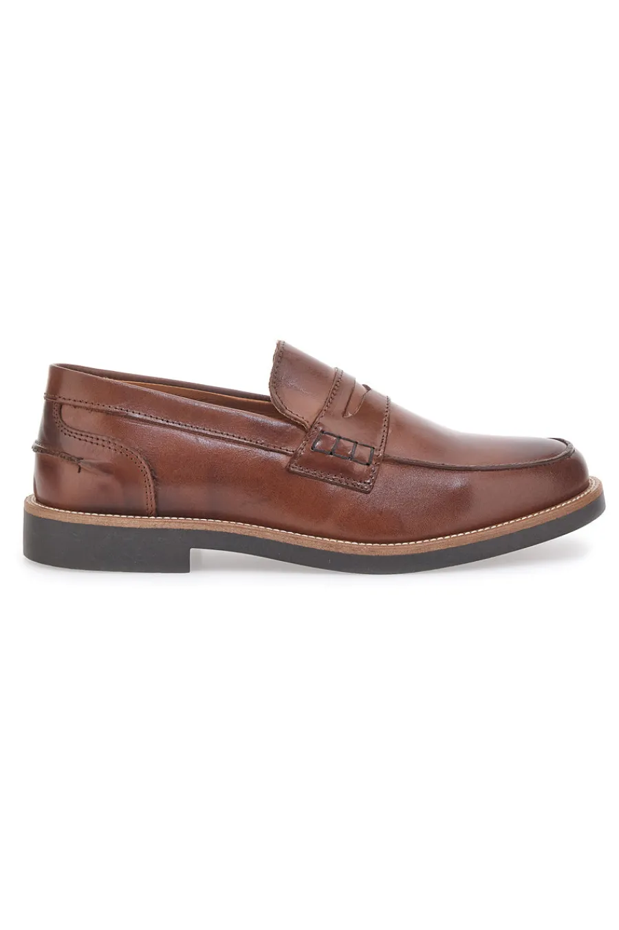 Uomo PITTARELLO Mocassini Marroni In Vera Pelle da Uomo 8027