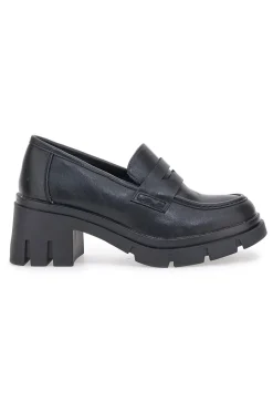 GALIA Mocassini Neri Con Tacco 91179 Online