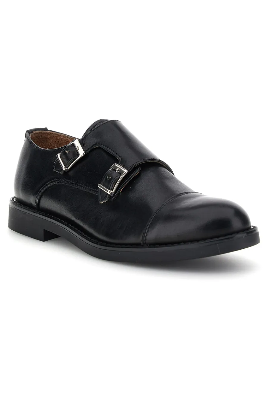 Uomo PITTARELLO Mocassini neri in pelle con fibbie 8030