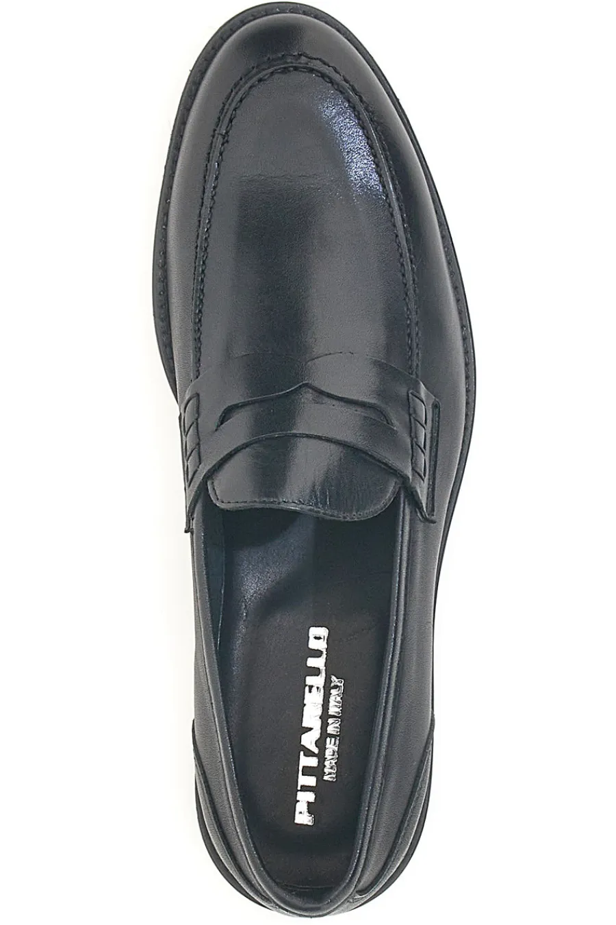 Uomo PITTARELLO Mocassini neri in pelle con suola in cuoio made in Italy 77109
