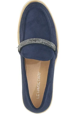 LE HAVRE PARIS Mocassino Blu con Cinturino di Strass 233184 New