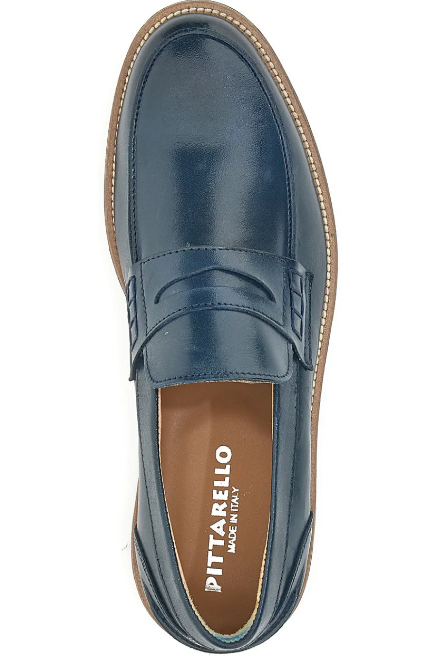 Uomo PITTARELLO Mocassino Blu Made In Italy In Vera Pelle 8027