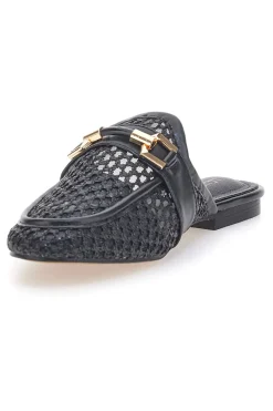 LE HAVRE PARIS Mule nere con morsetto dorato LLY27 NERO Sale