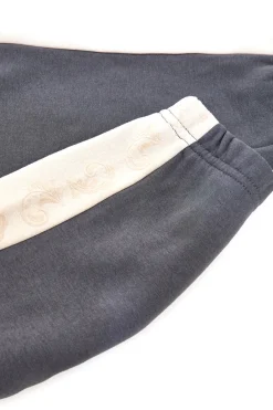 PITT KIDS Pantaloni grigio antracite con bande laterali e stampa beige PT-KP-020