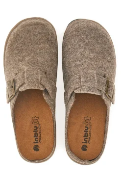 Uomo INBLU Pantofole beige in feltro con fibbia regolabile 24 SI