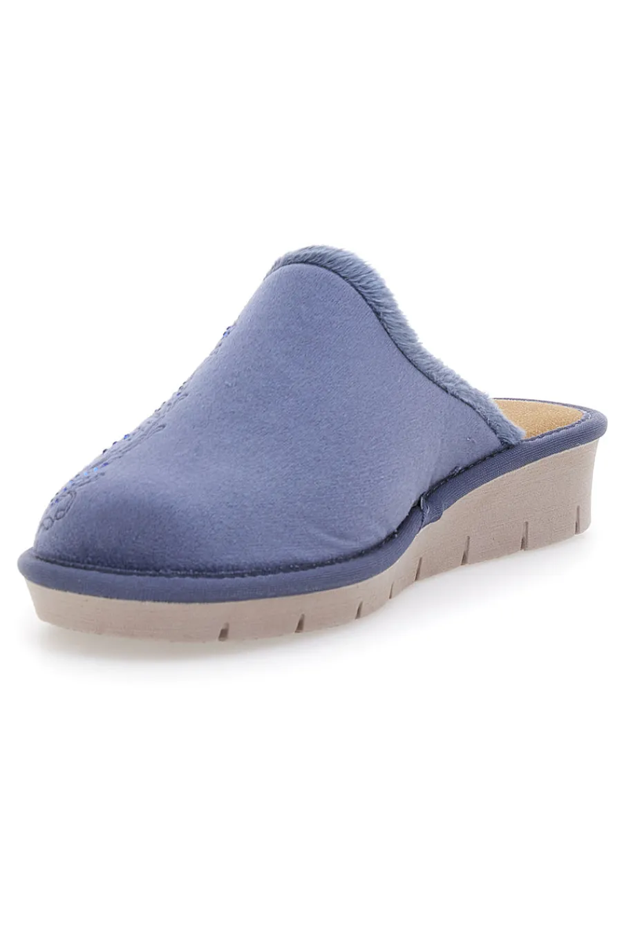 Donna BEEGO Pantofole blu con ricamo 7306