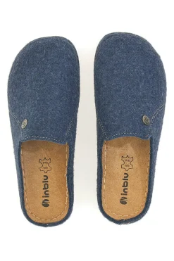 INBLU Pantofole blu in feltro con suola effetto para 12 DK Clearance
