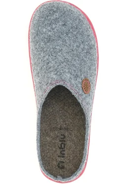Donna INBLU Pantofole grigie con bordo rosso CS