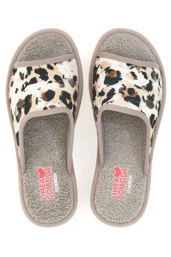 Donna LINEA COMODA Pantofole Leopardate con Punta Aperta 7551P