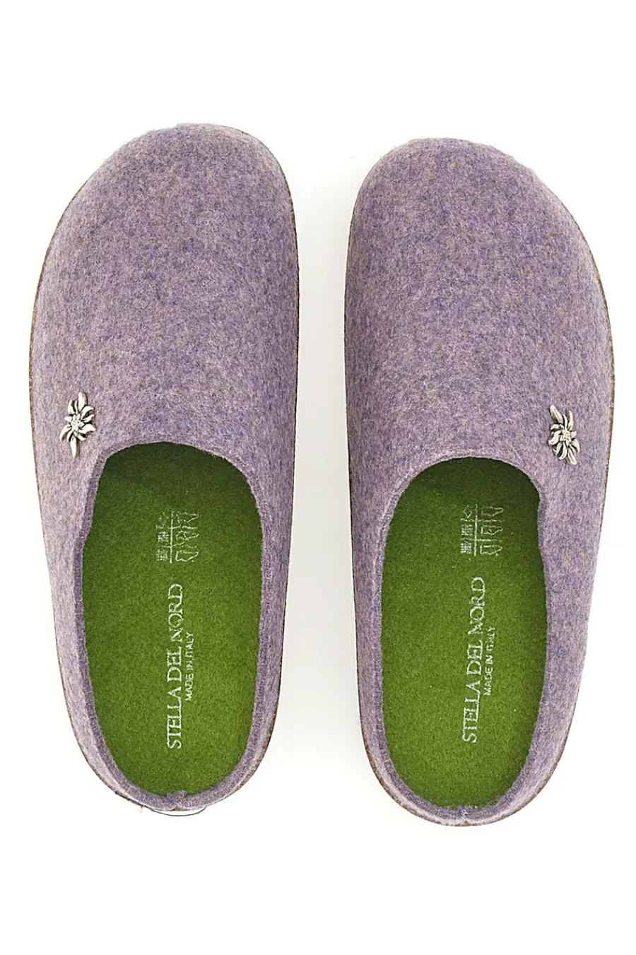 Donna STELLA DEL NORD Pantofole Lilla in Feltro con Fiore in Metallo e Plantare Estraibile Pittarello Bio6